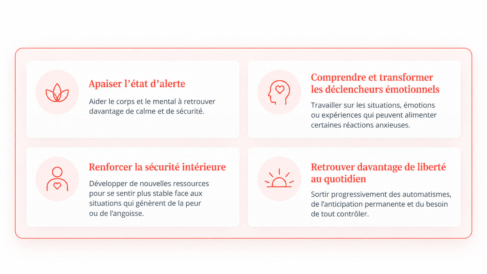 Motifs de consultation en hypnose thérapeutique : anxiété, émotions, phobies, deuil, addictions, sommeil et gestion du stress